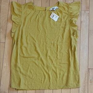 NWT LOFT Women's Mustard Flutter-sleeve Top Size Small